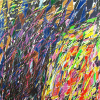 Polansky Art - Acrylic Painting
 #72, Cliff, 2010, digital print, acrylic on canvas, 90 x 90 cm. (Private collection)